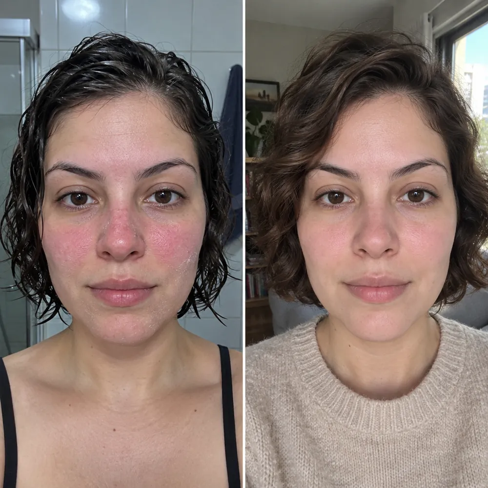 Antes e depois: pele opaca e depois com viço